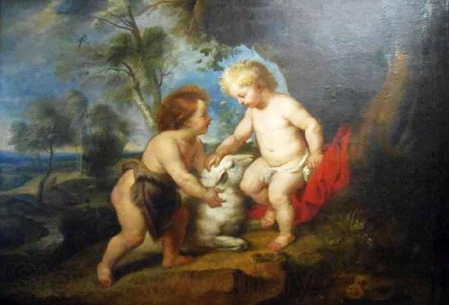 Peter Paul Rubens Infant Christ and St John the Babtist in a landscape Spain oil painting art